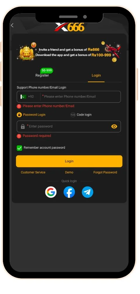 login and register